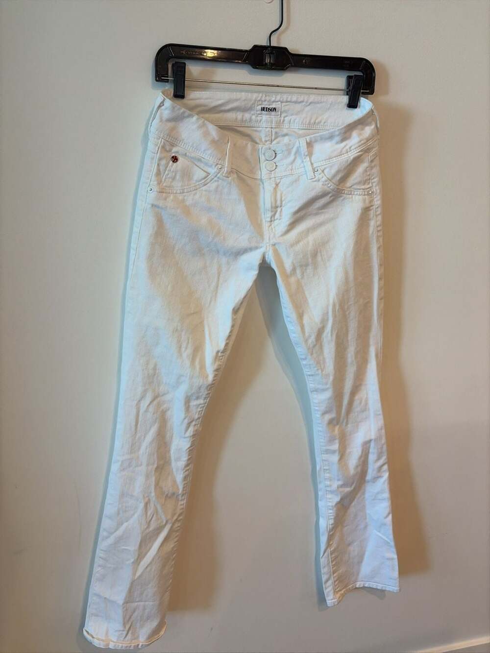 Hudson Women's Beth White Double-Button Mid-Rise Jeans